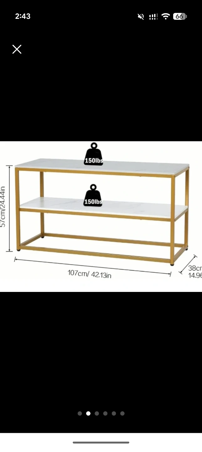 Moving out -Gold and White Marble Console tv Table - photo 2