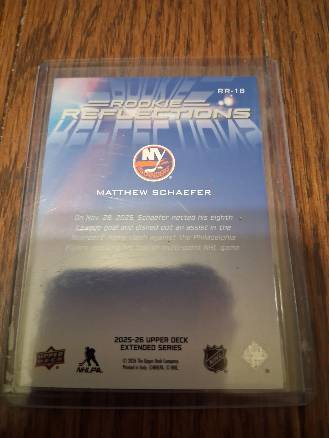 Matthew Schaefer 2025-26 Upper Deck Rookie Reflections Card - photo 2