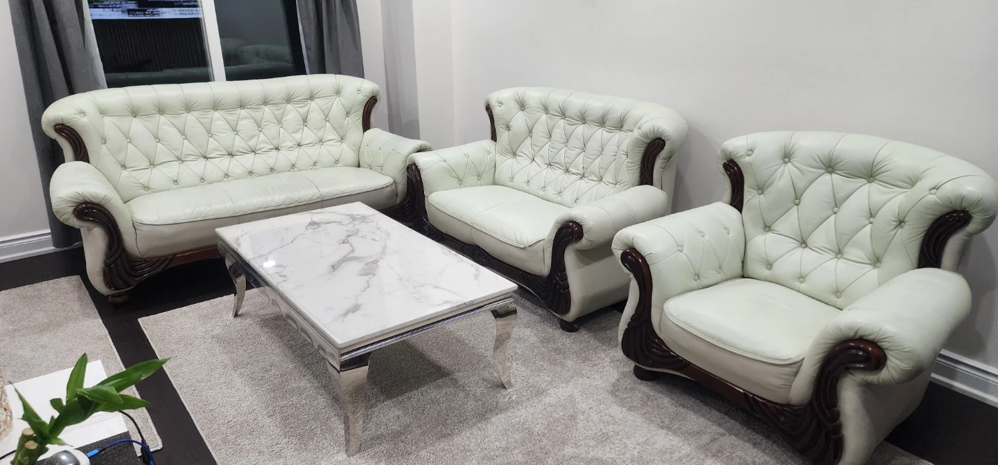 3-Piece Tufted Leather Sofa Set - photo 2