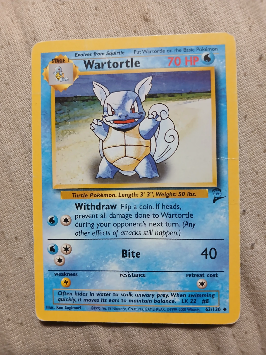 Wartortle 63/130 1999-2000 Pokémon Card