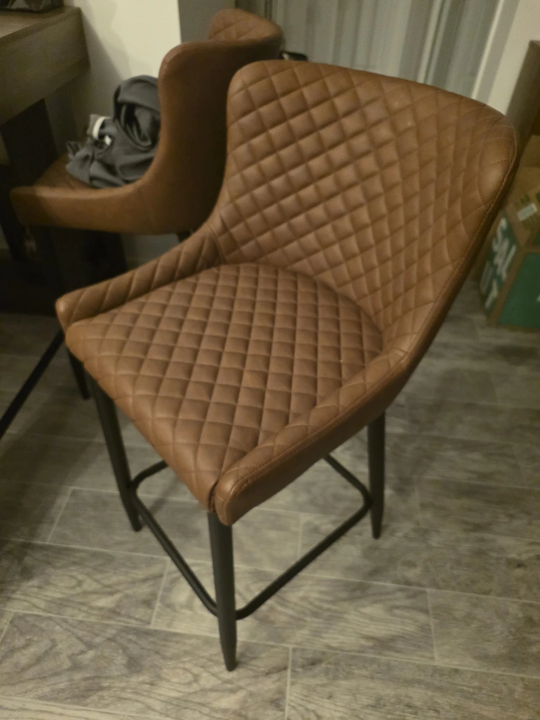 Tan Faux Leather Bar Stool