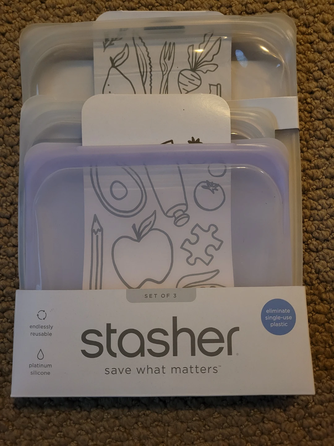 Stasher Reusable Silicone Storage Bags - Set of 3 - photo 2