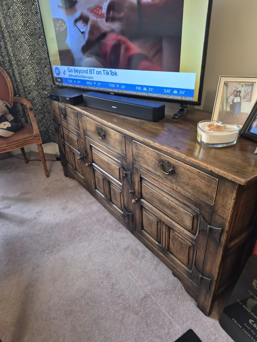Teak Wood Media Console from England.