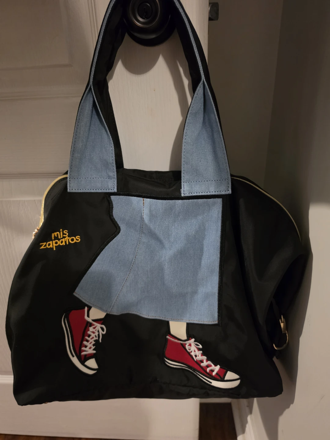 Mis Zapatos handbag with red sneaker design