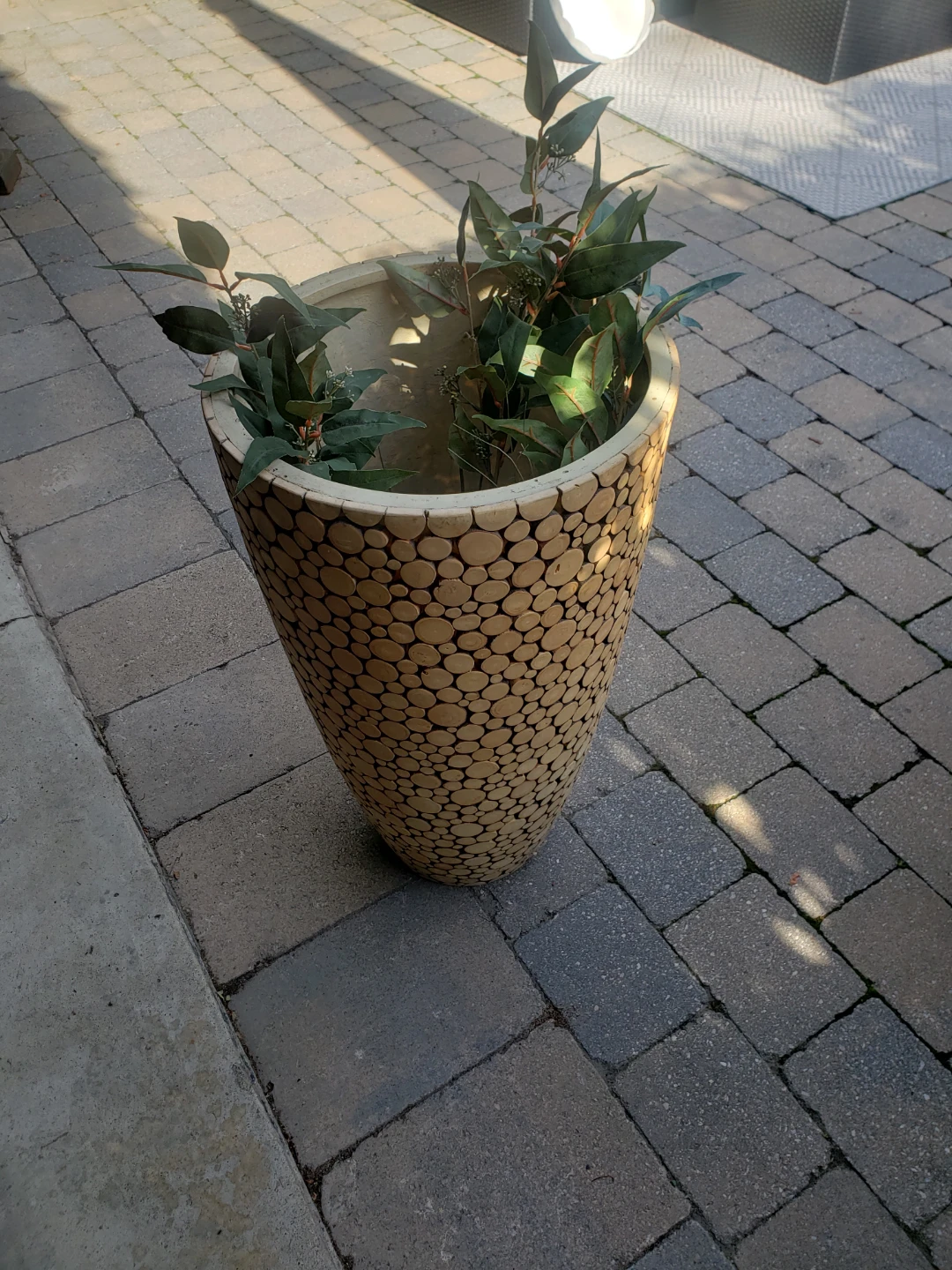Decorative Planter Pot with Wood Slice Design