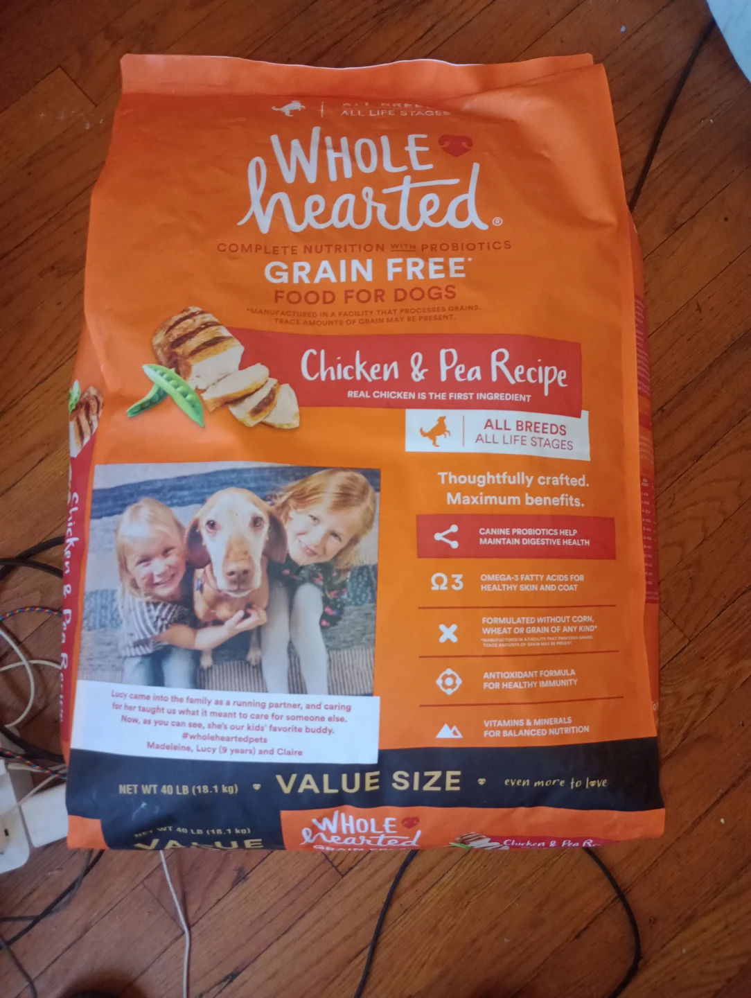 Wholehearted Grain Free Chicken & Pea Dog Food 40 lb