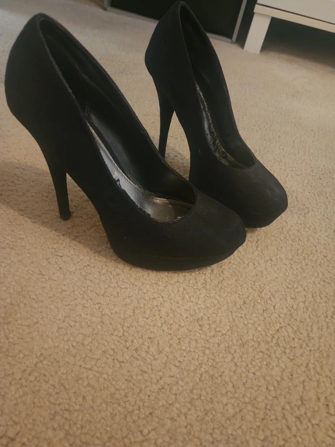 Black Suede Platform Heels