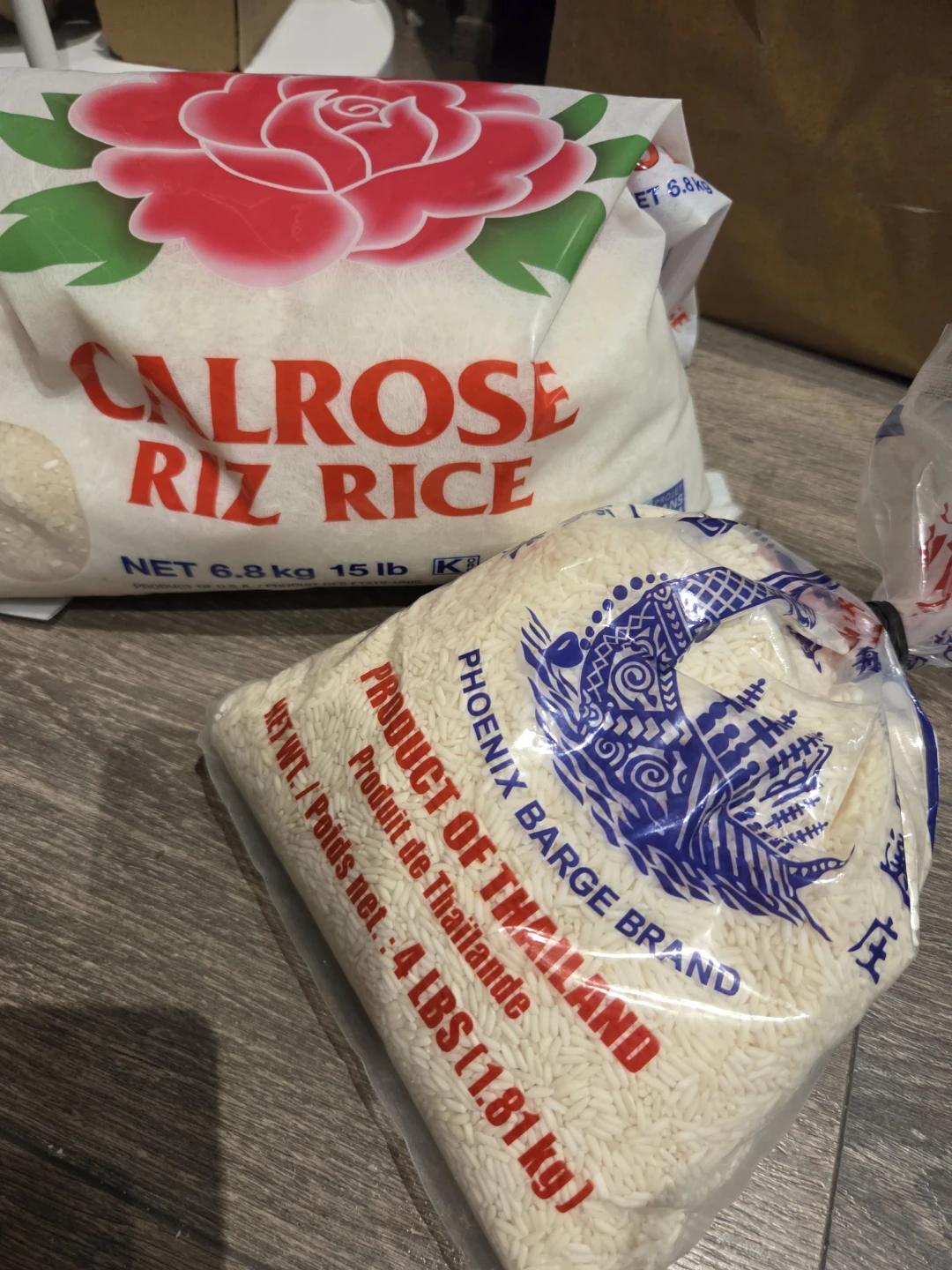 Opened rice bags