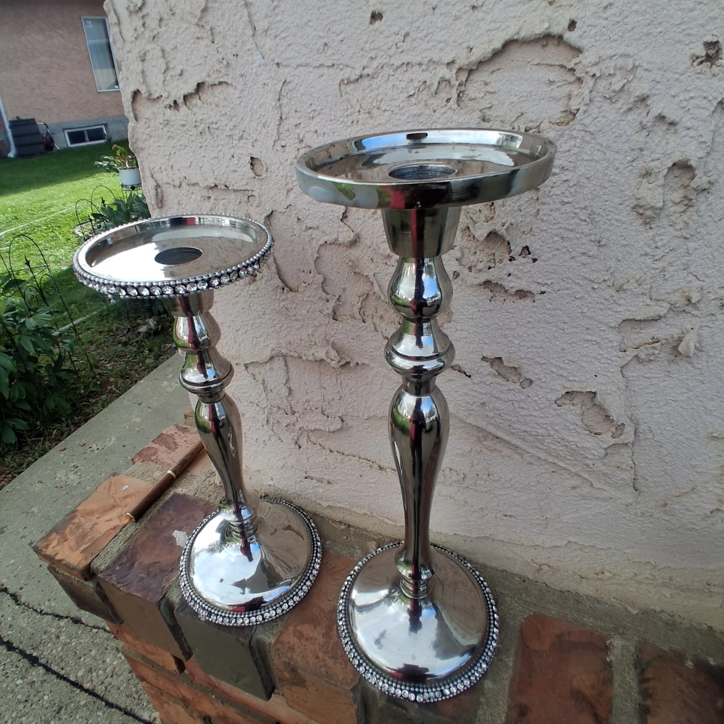 Set of 2 Silver Candle Holders