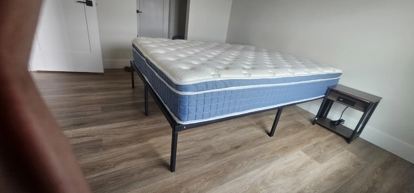Metal Bed Frame with 12 inch Mattress and Matching Nightstand - photo 2