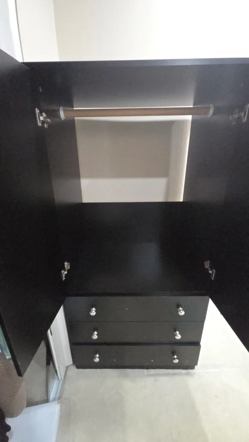 Used Black Wardrobe with Three Drawers - photo 2