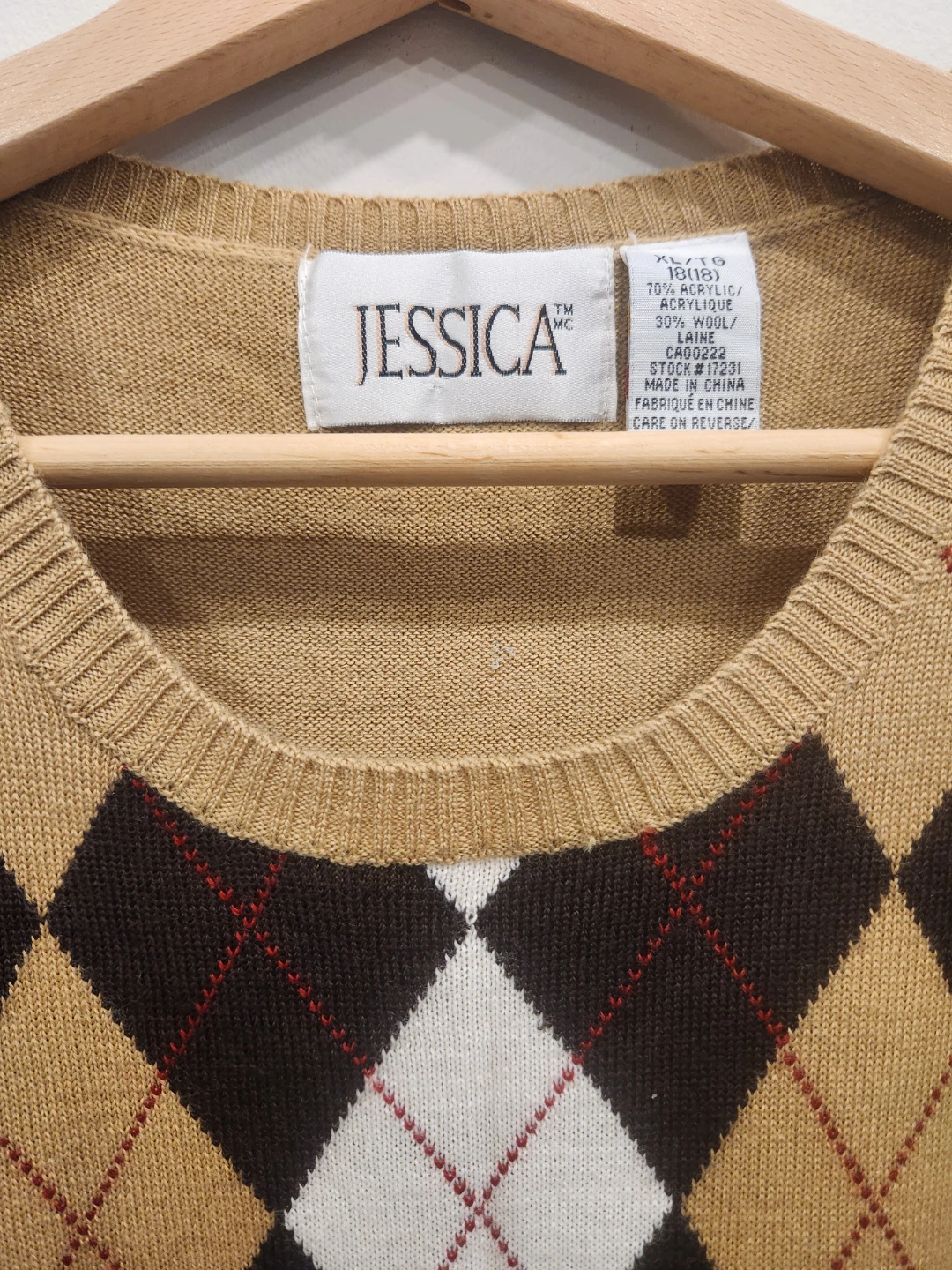 Jessica Argyle Sweater Vest Tan - photo 3
