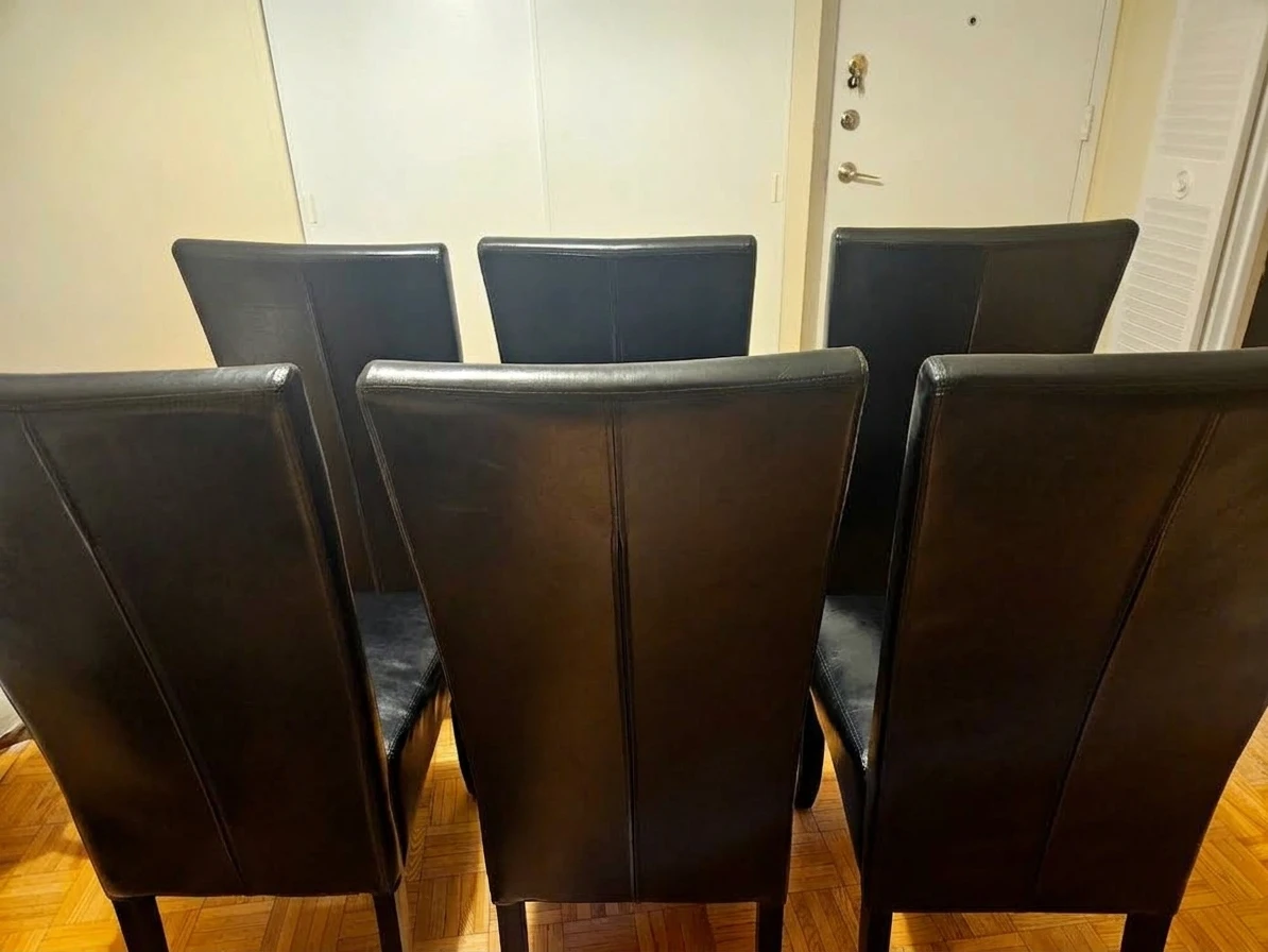 Set of 6 black upholstered dining chairs - photo 3