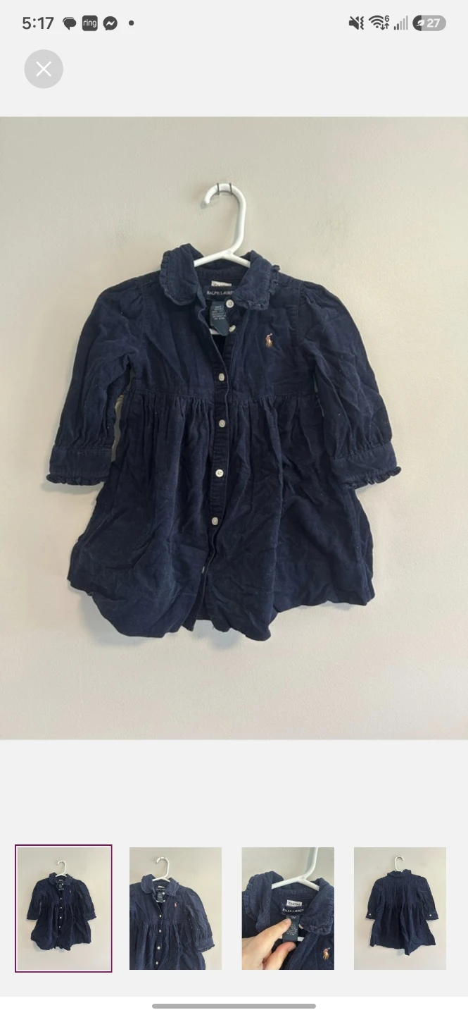 Ralph Lauren navy corduroy dress 12M