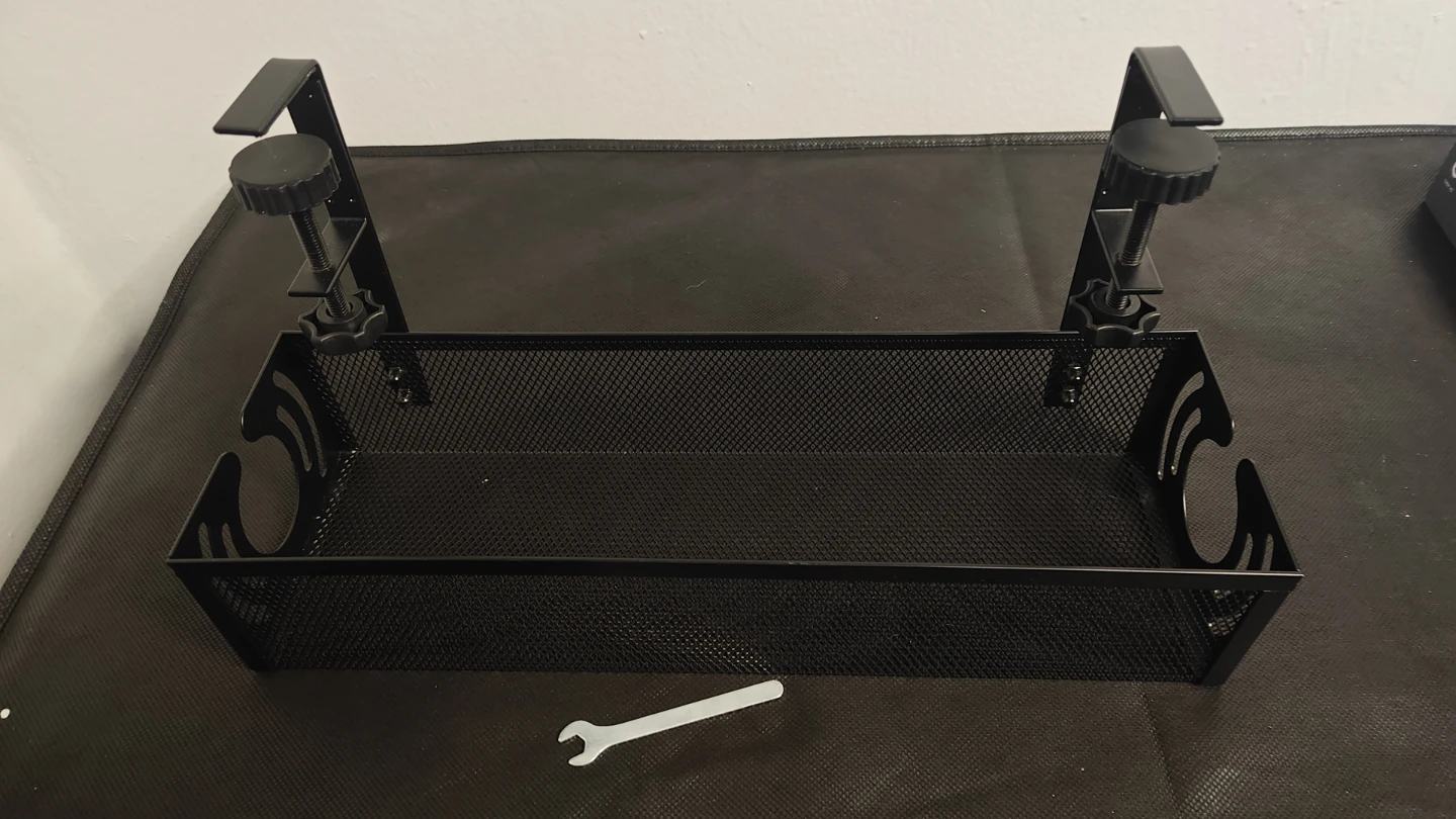 Black Metal Under-Desk Clamp-On cable management (cash only)