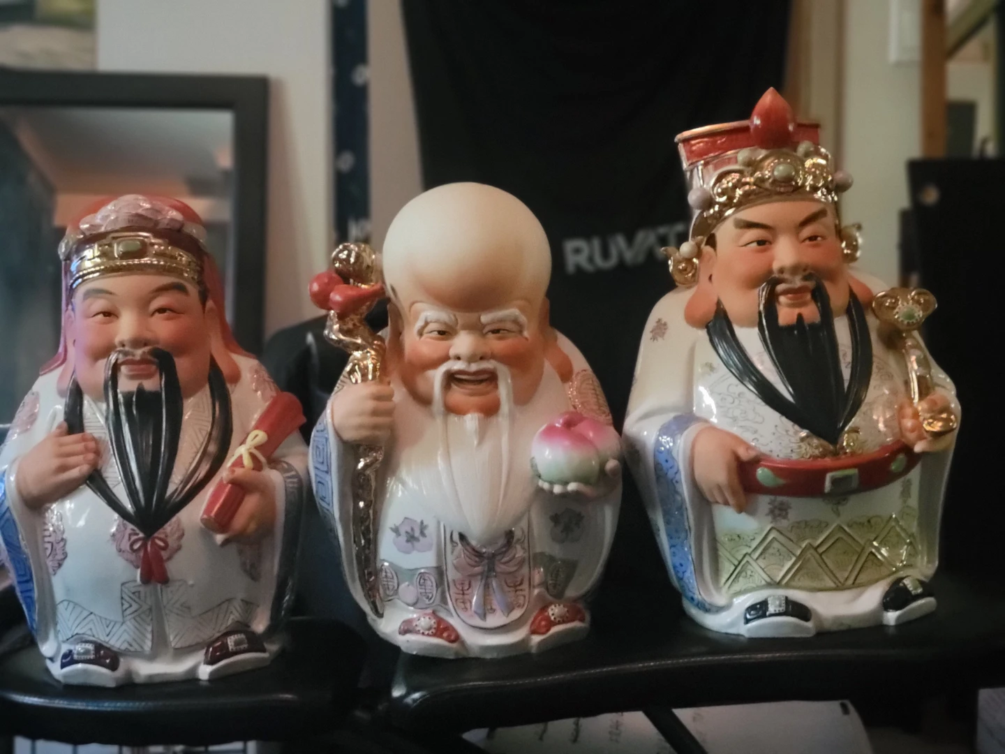 Set of 3 Chinese God Figurines