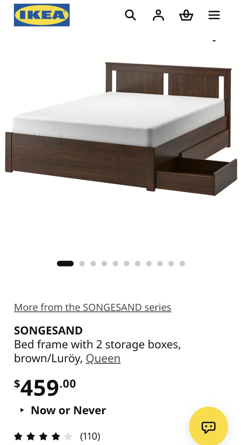 IKEA Songesand Queen Bed Frame with 2 Storage Boxes - photo 2