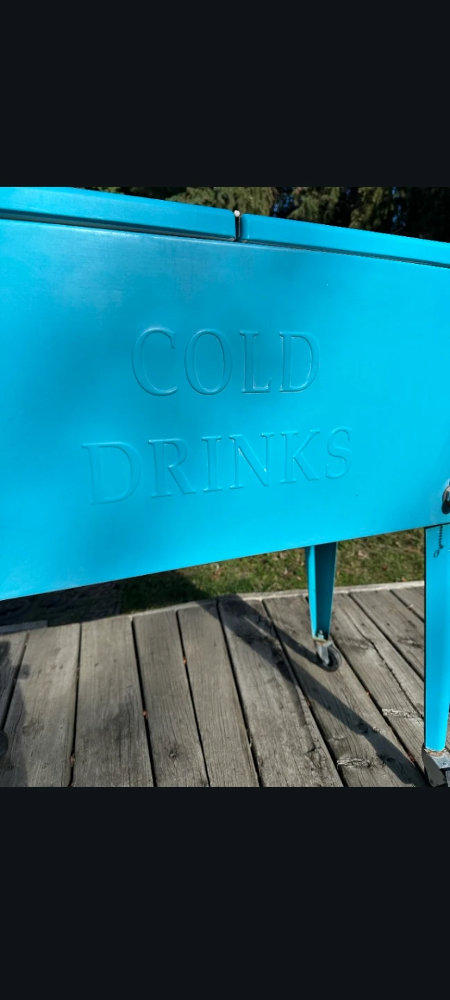 Vintage "COLD DRINKS" Cooler on Wheels