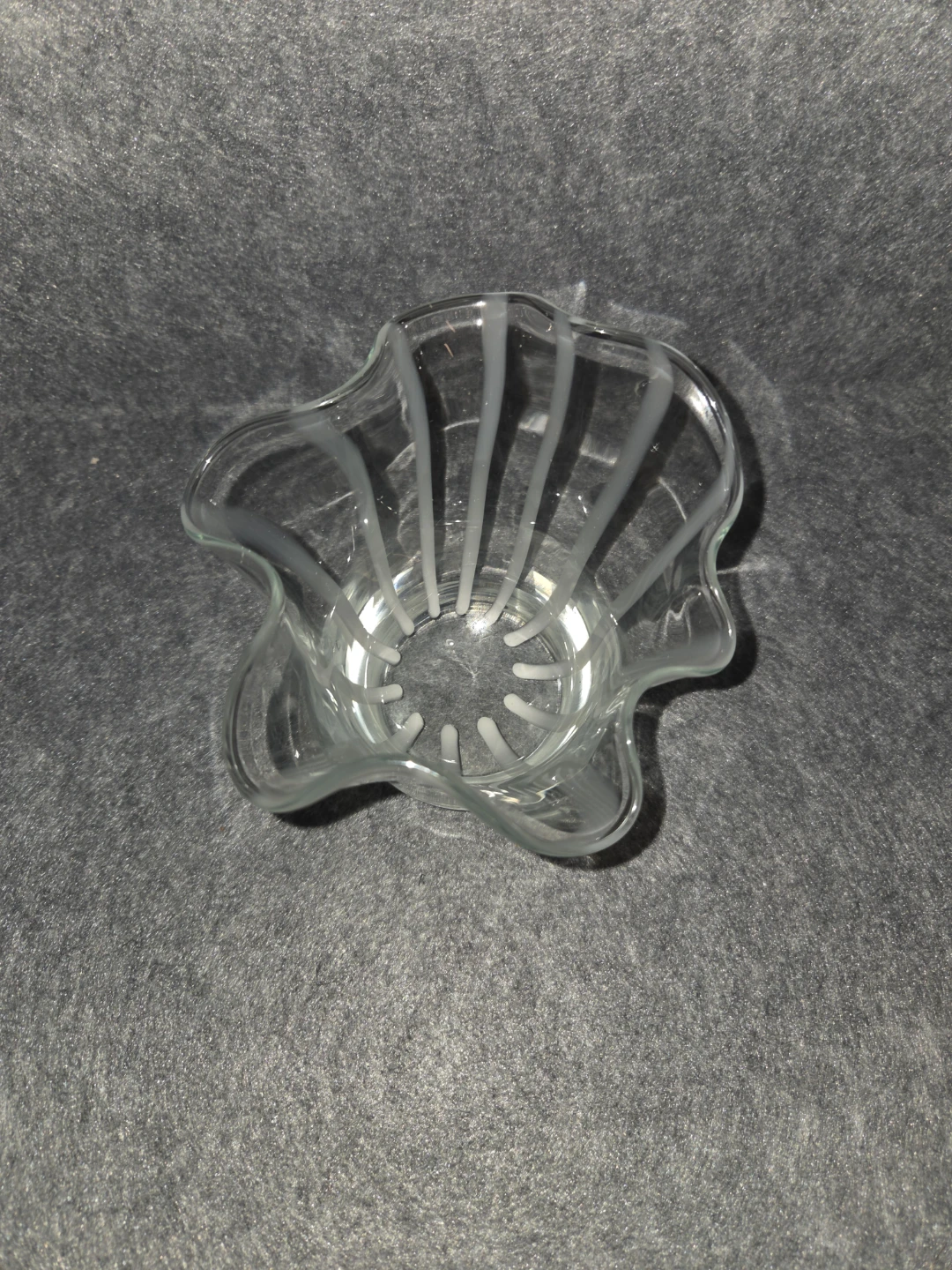Clear Glass Vase with White Striped Design - photo 4