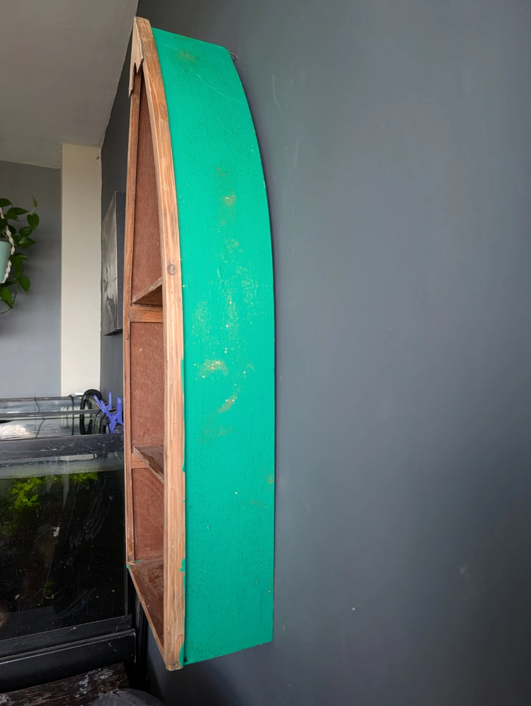 Hanging Wooden Boat, Great Spice Rack or other