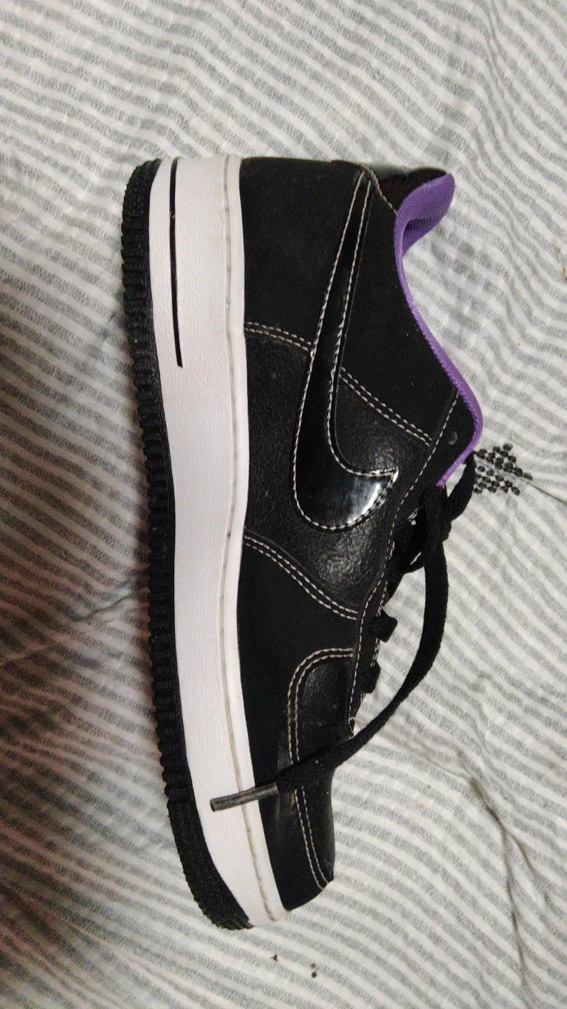 Nike Air Force 1 Black and Purple Shoes - photo 4
