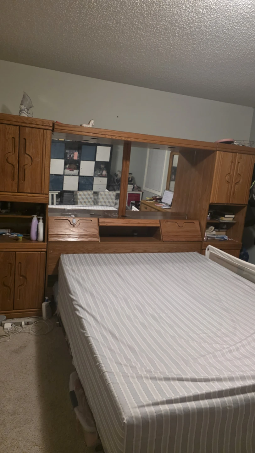 Oak Bedroom Headboard Storage Unit