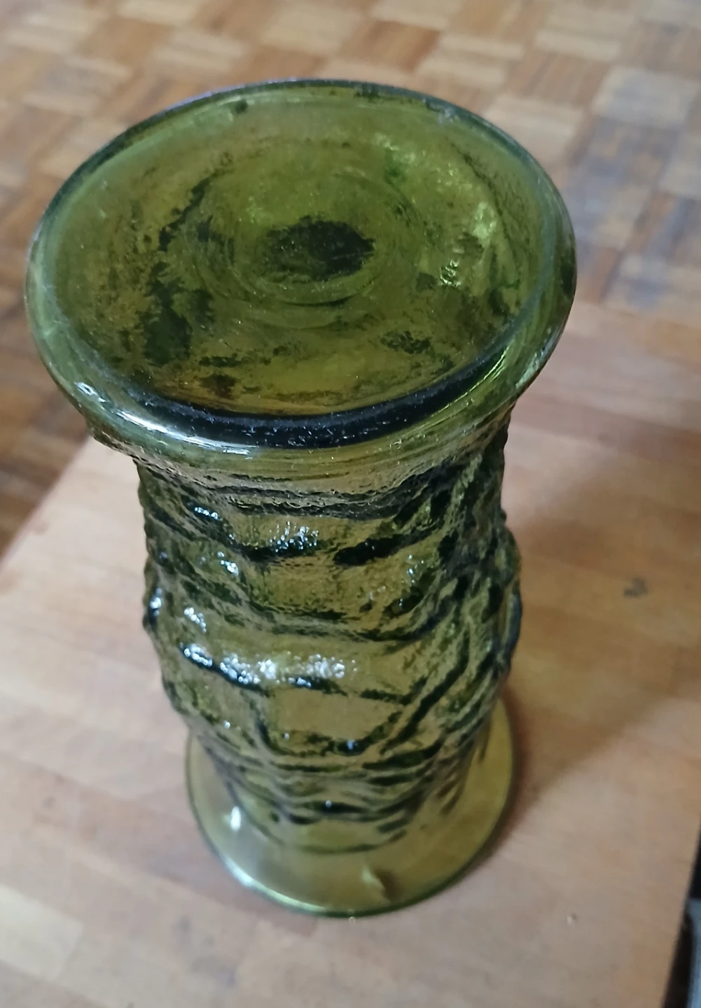 Vintage Green Textured Glass Vase - photo 2