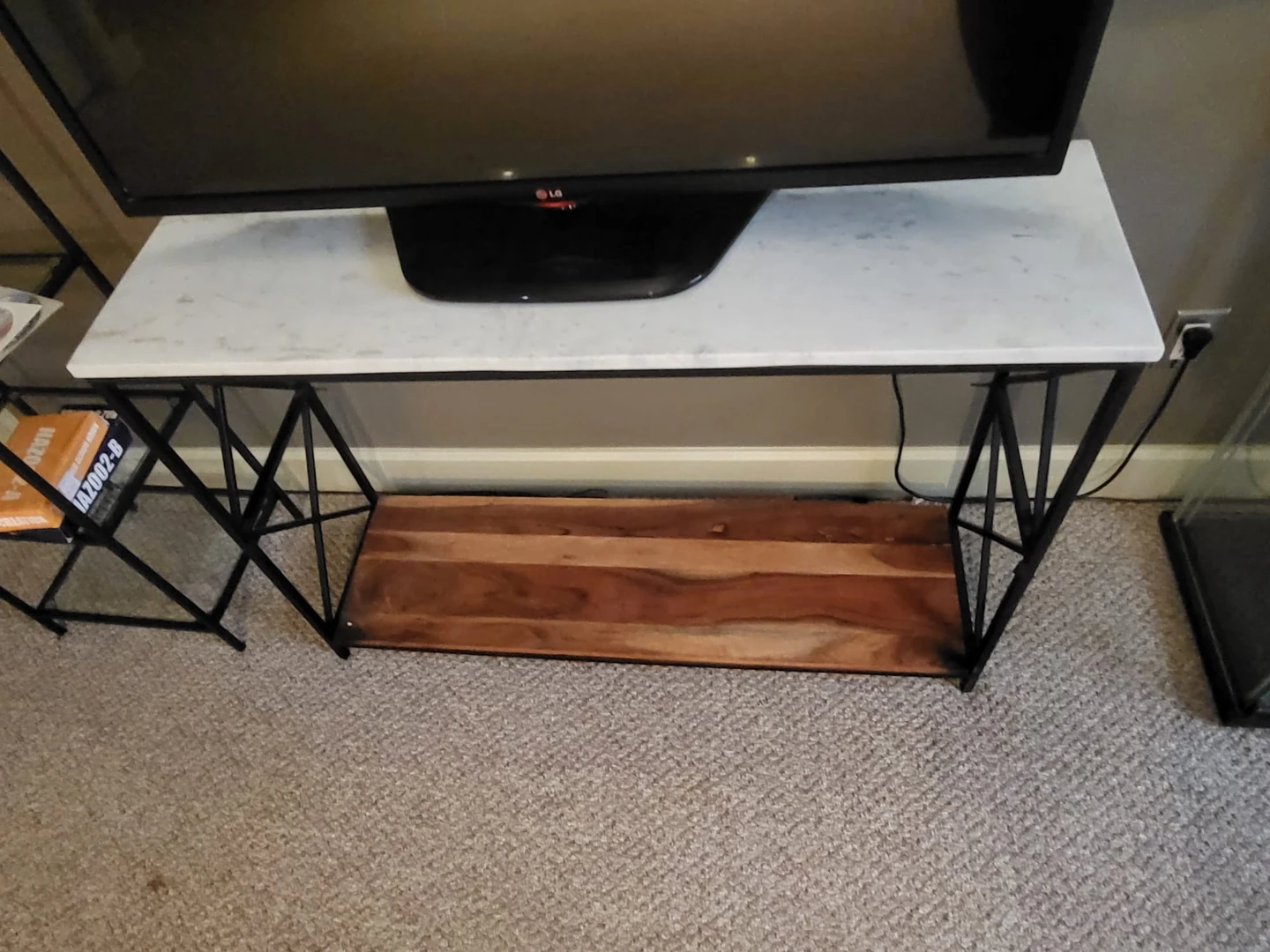 Marble and Wood Console Table and Side Table Set - photo 2