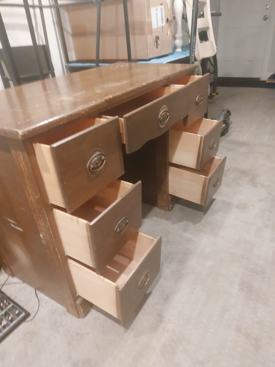 Vintage Wooden Desk with Drawers - photo 5