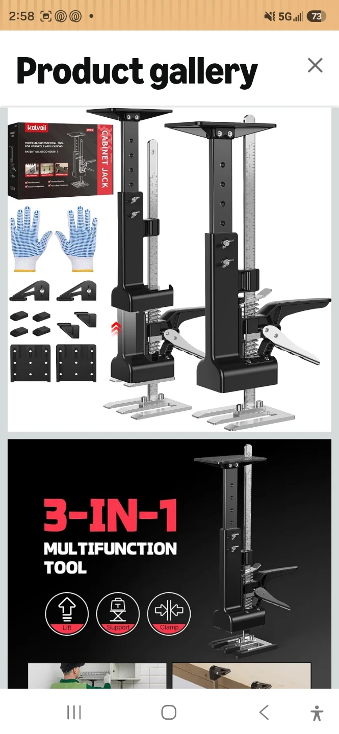 Kolvoii 3-in-1 Multifunction Cabinet Jack Tool Set - photo 2