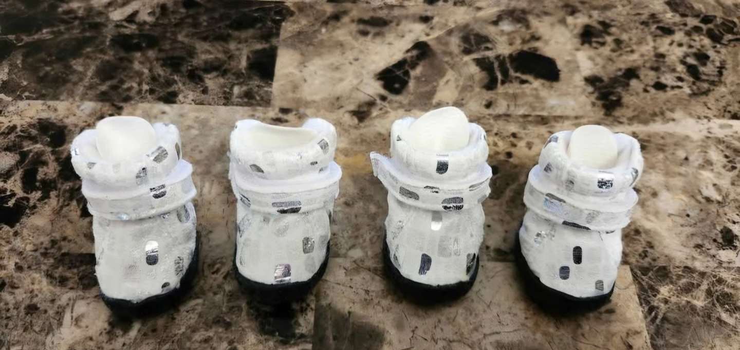 Set of 4 White Dog Boots Size 1