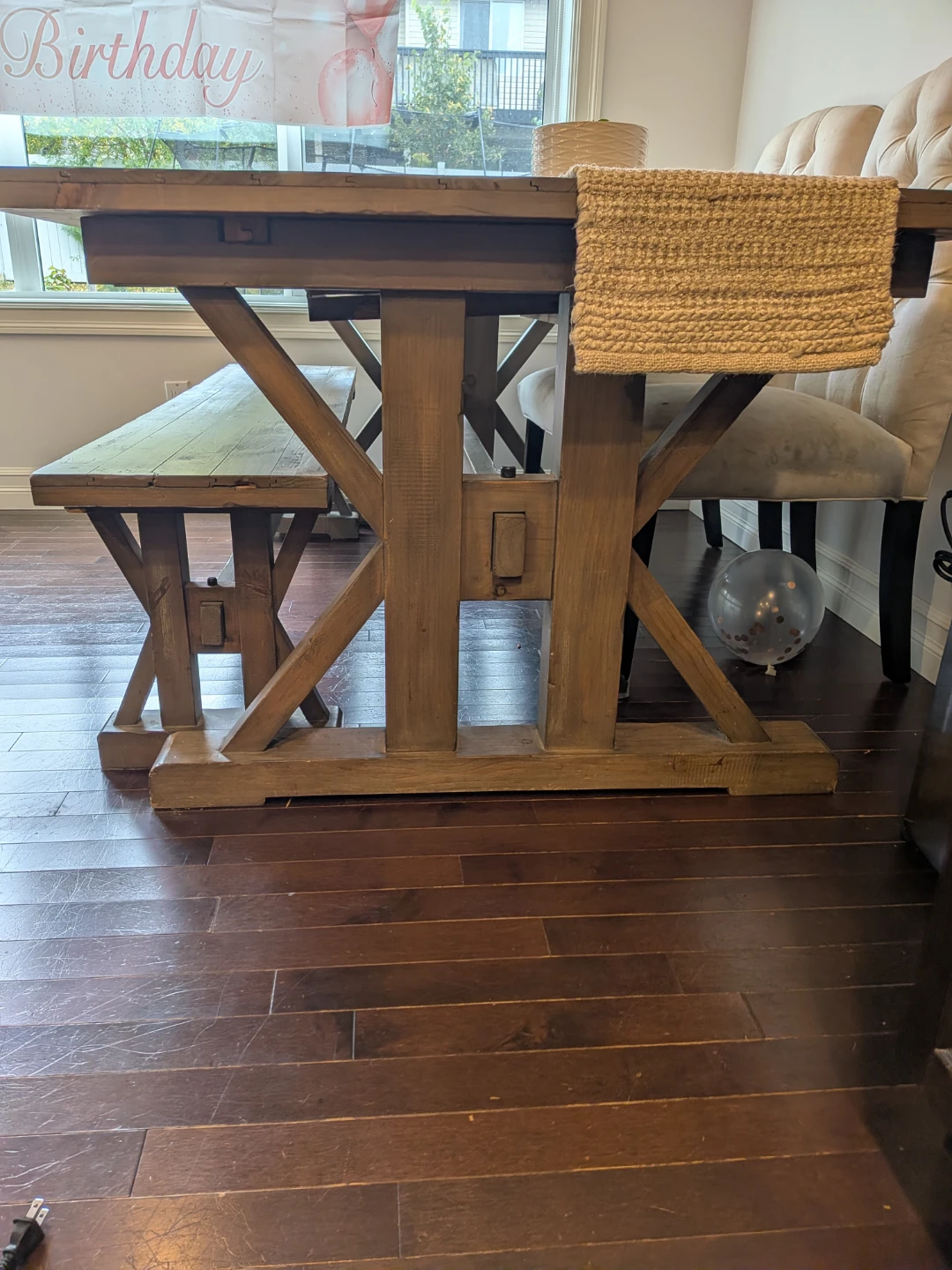 Urban Barn rustic Wood Dining Table with Bench - photo 2