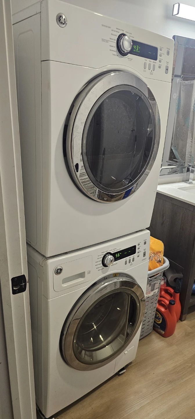 GE Stacked Washer and Dryer Set