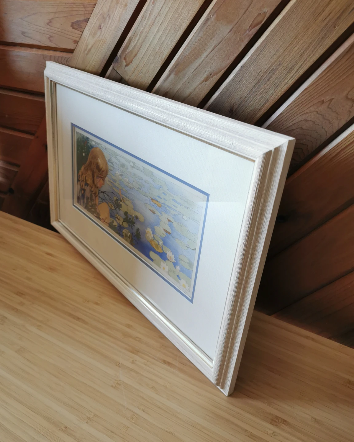 Vintage W.J. Phillips “Picking Waterlilies” Framed Art Print - photo 3