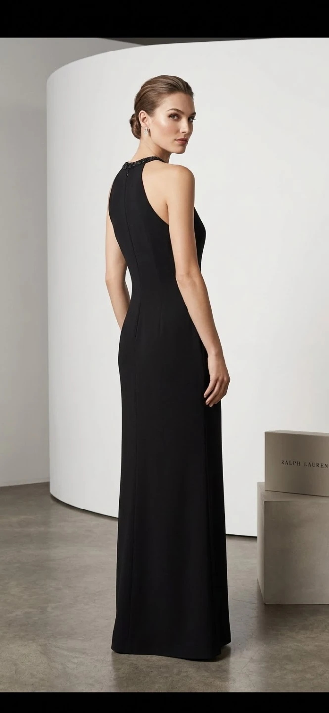 Lauren Ralph Lauren Black Beaded Neckline Gown - photo 2