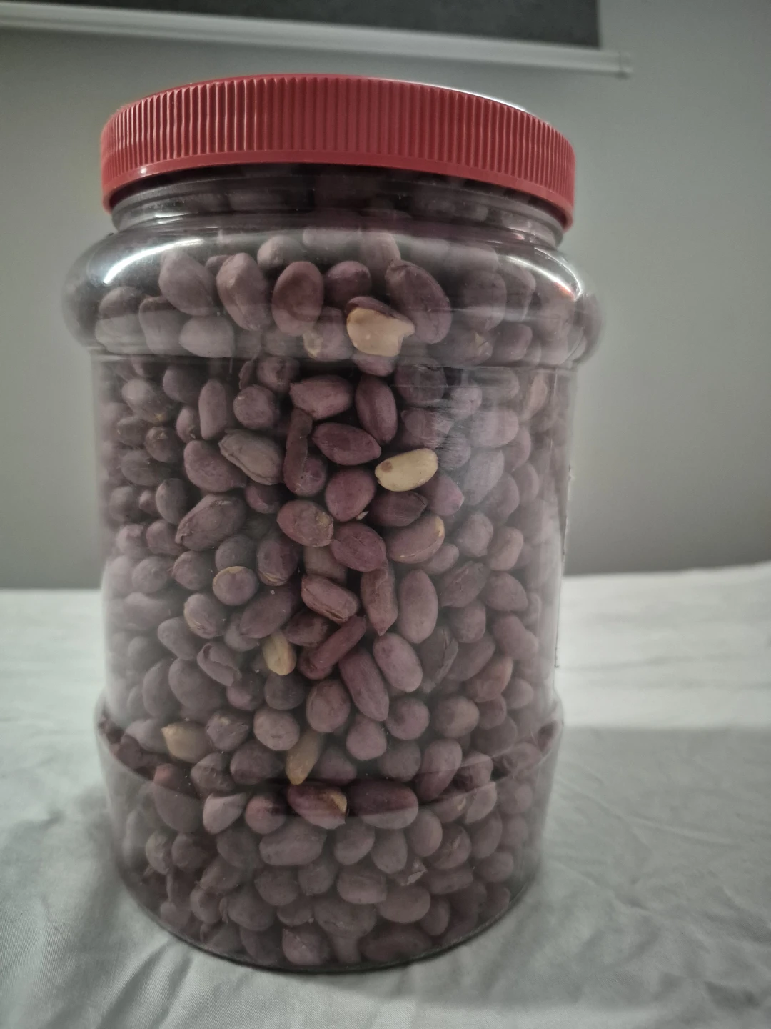 Large jar of 7 cups salt roasted purple skin peanuts