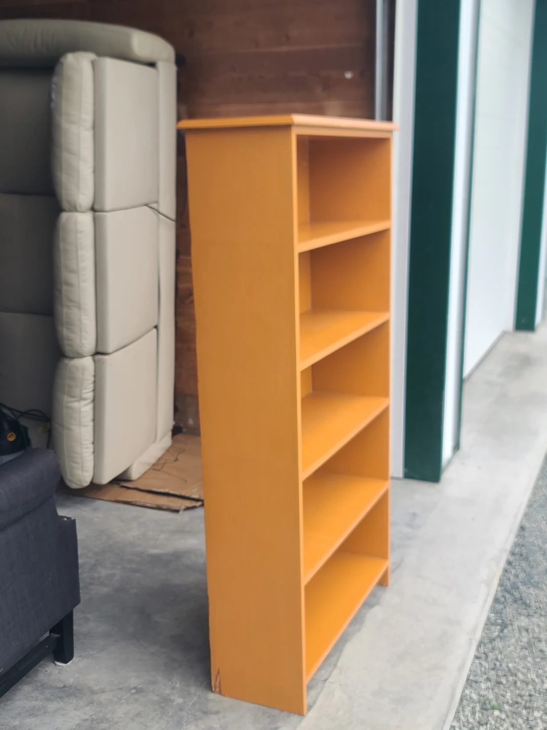 Mustard Yellow 5-Shelf Wooden Bookcase - photo 3