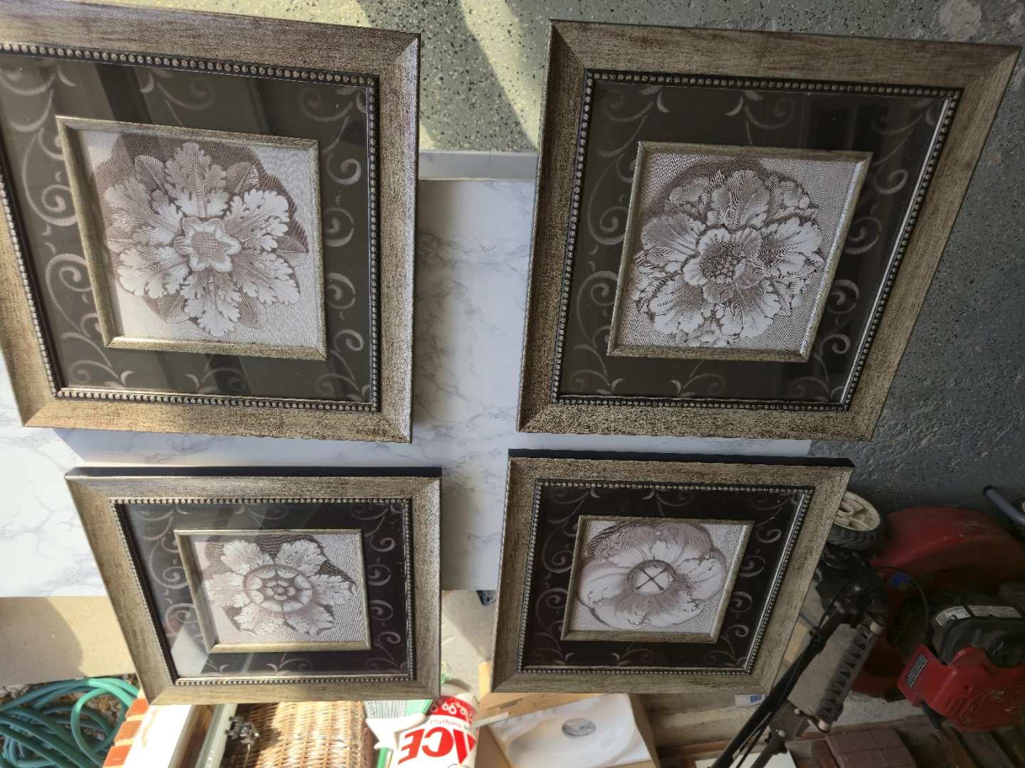 Set of 4 Framed Floral Wall Art Prints – 15" x 15"