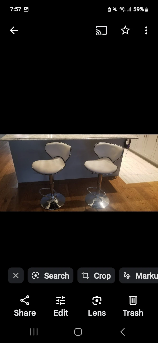 Set of Two White Faux Leather Bar Stools