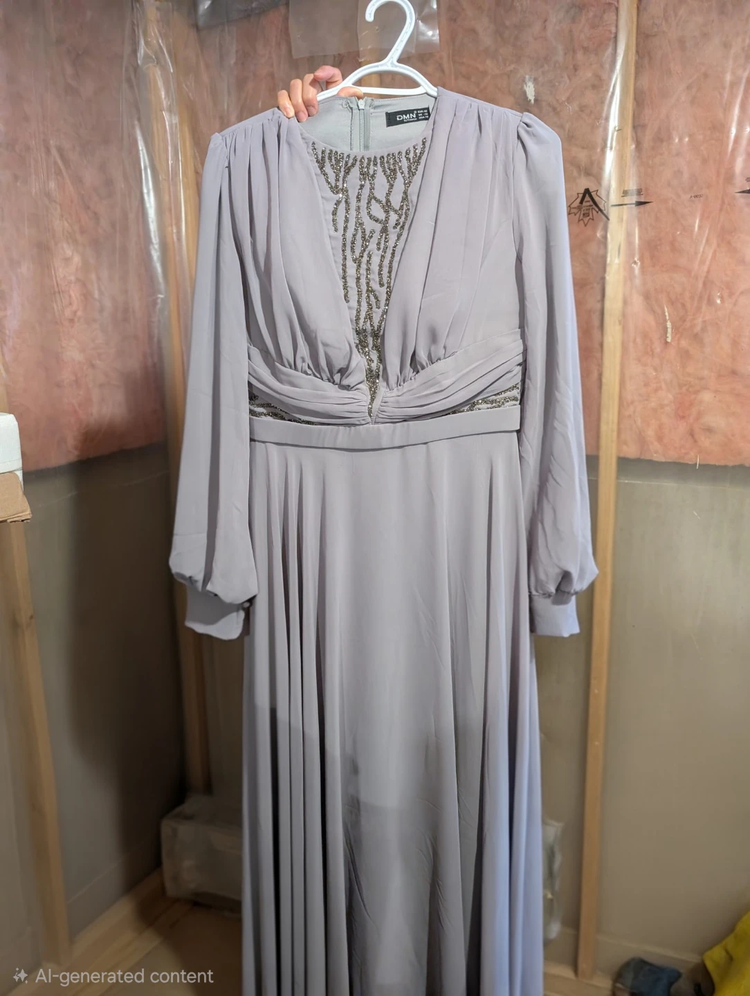 DMN by Ozduman Women's Grey Embellished Maxi Dress Size 12