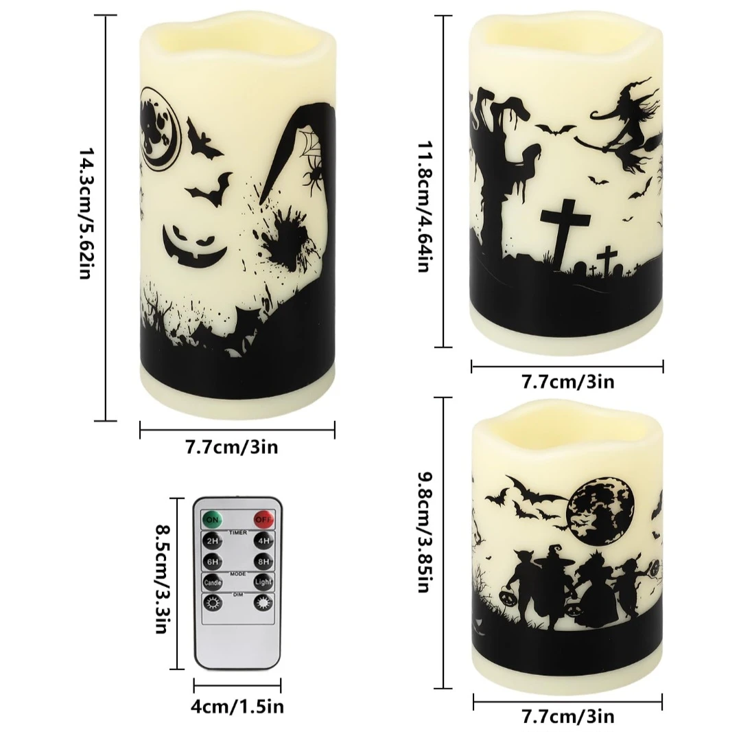 Set of 6 LED Halloween Candles with Remote 🏈 - photo 3