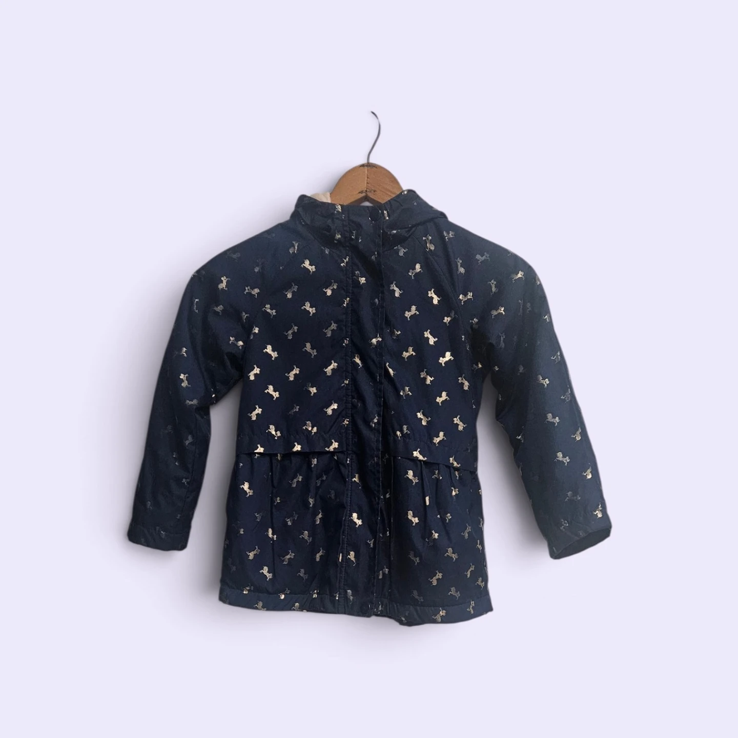 Girls Navy Blue Unicorn Print Raincoat