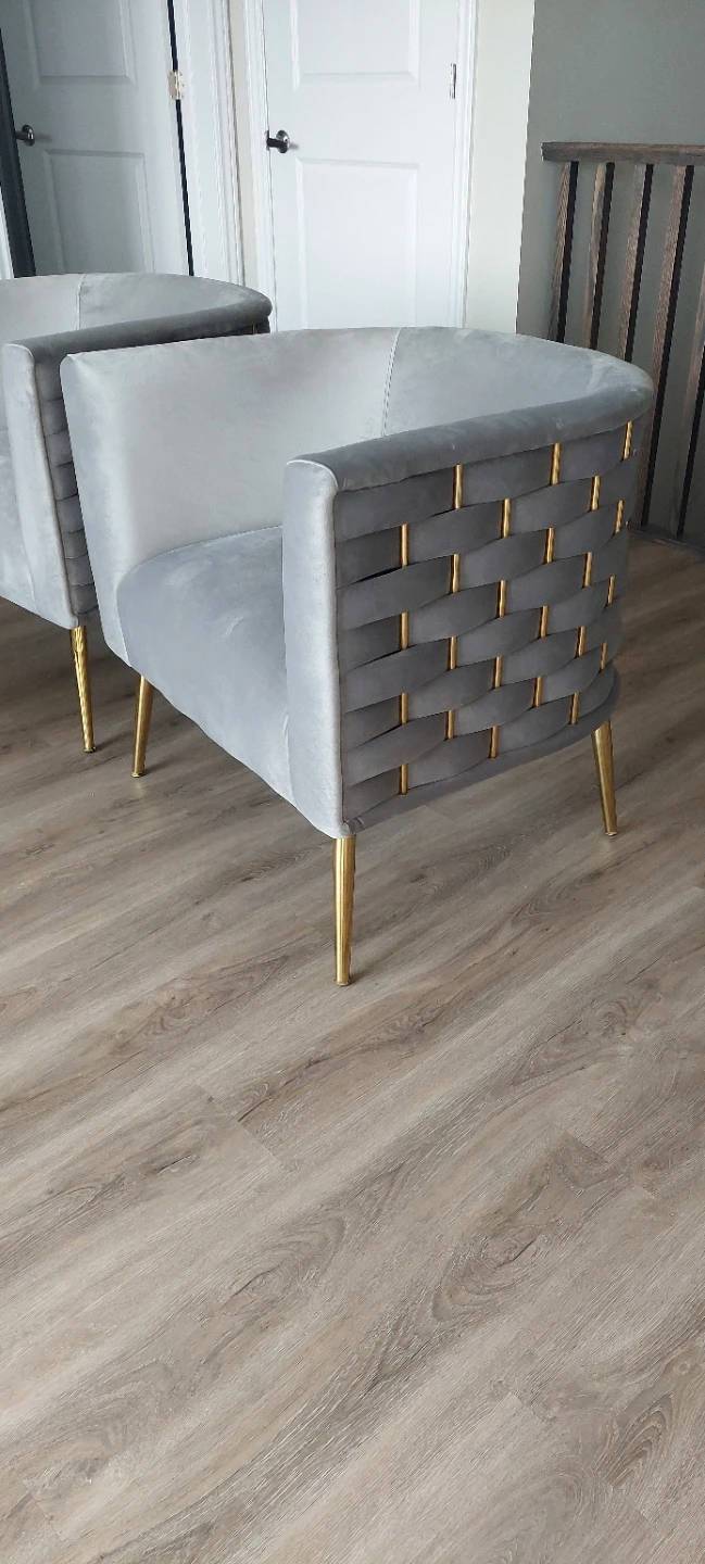 2 Grey Velvet Accent Chair with Gold Legs - photo 5