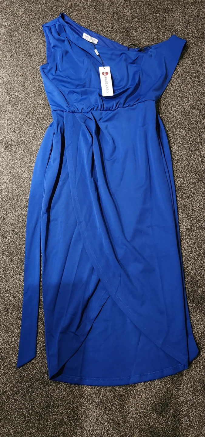 Kate Kasin Royal Blue One-Shoulder Dress 🏈