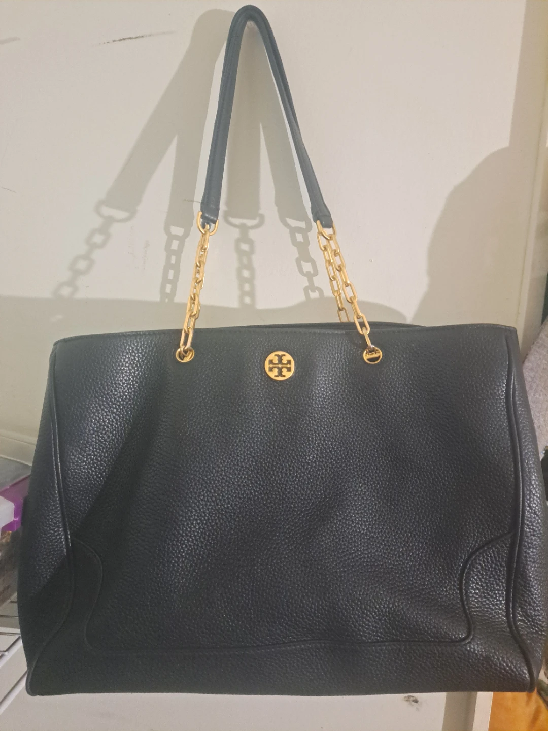 Tory Burch Black Leather Tote Bag