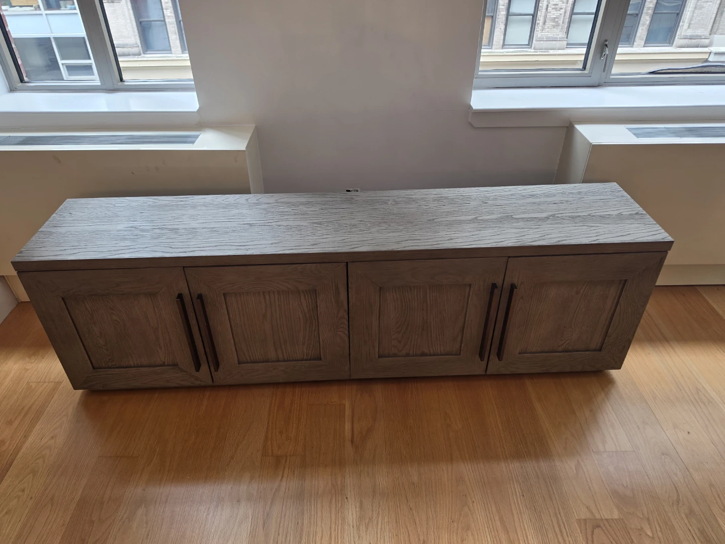 Restoration Hardware ,Gray Wood Grain TV Console Cabinet
