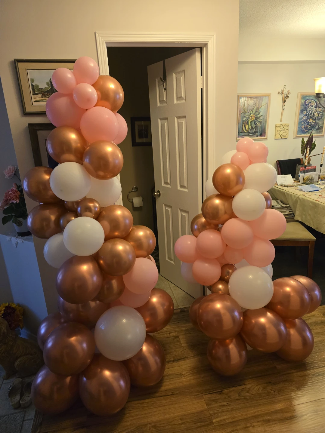 Rose Gold, Pink and White Balloon Arch Decor