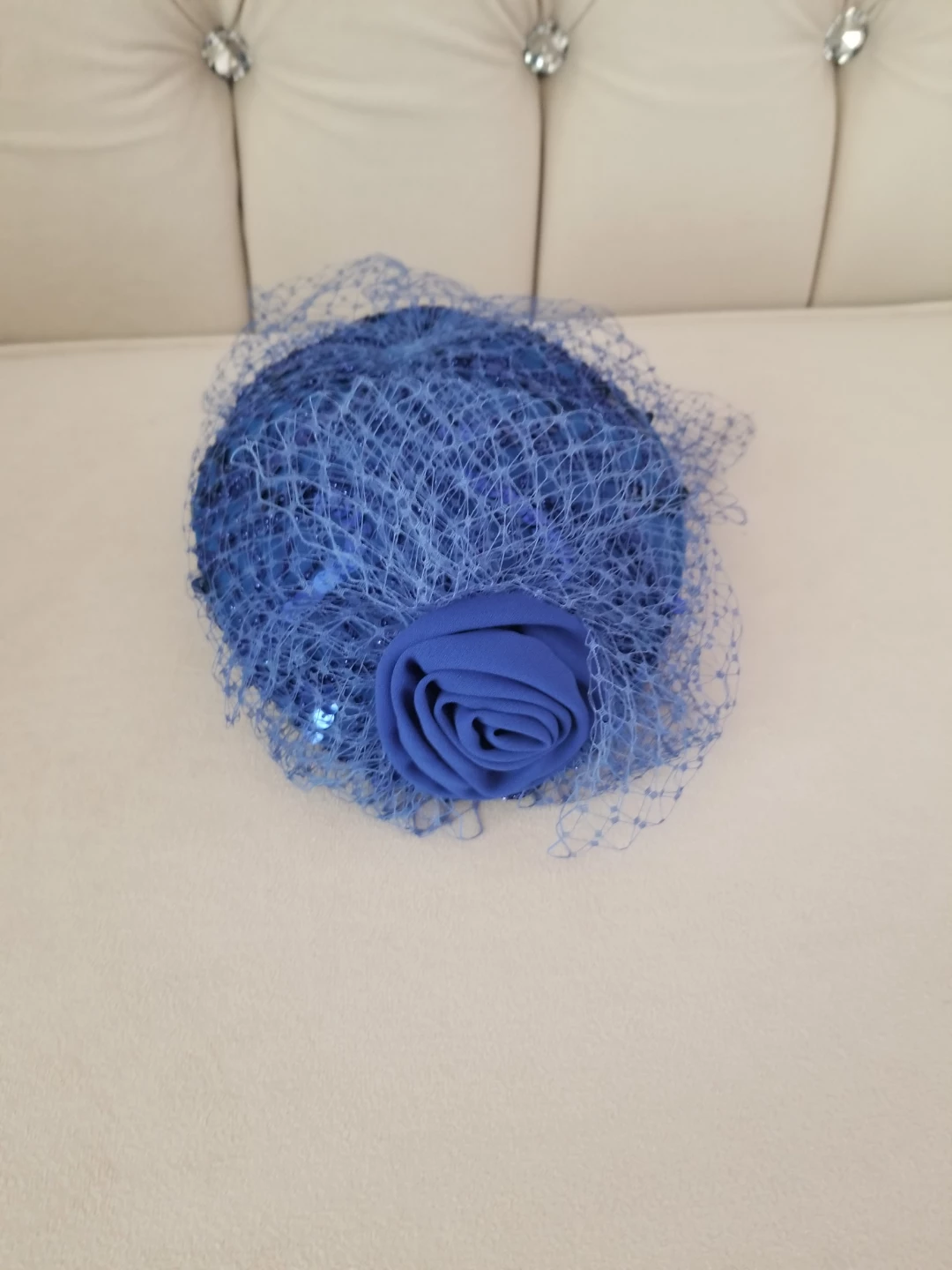 Blue Sequined Hat With Netting - photo 3