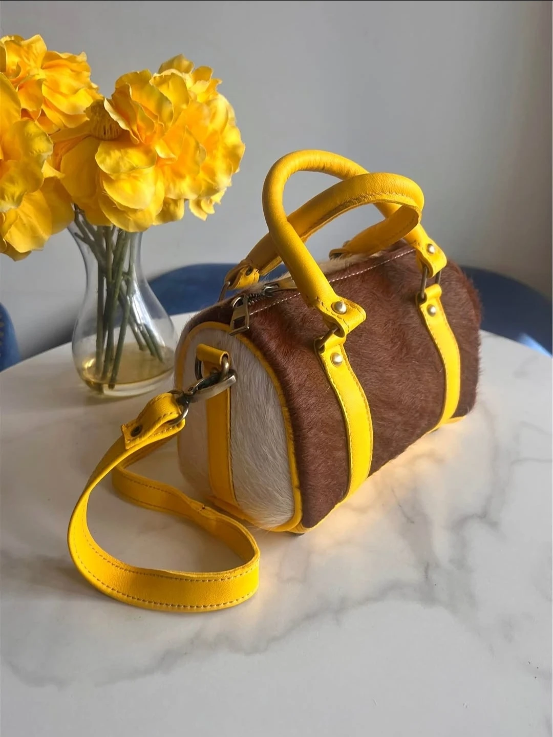 Cowhide Barrel Bag