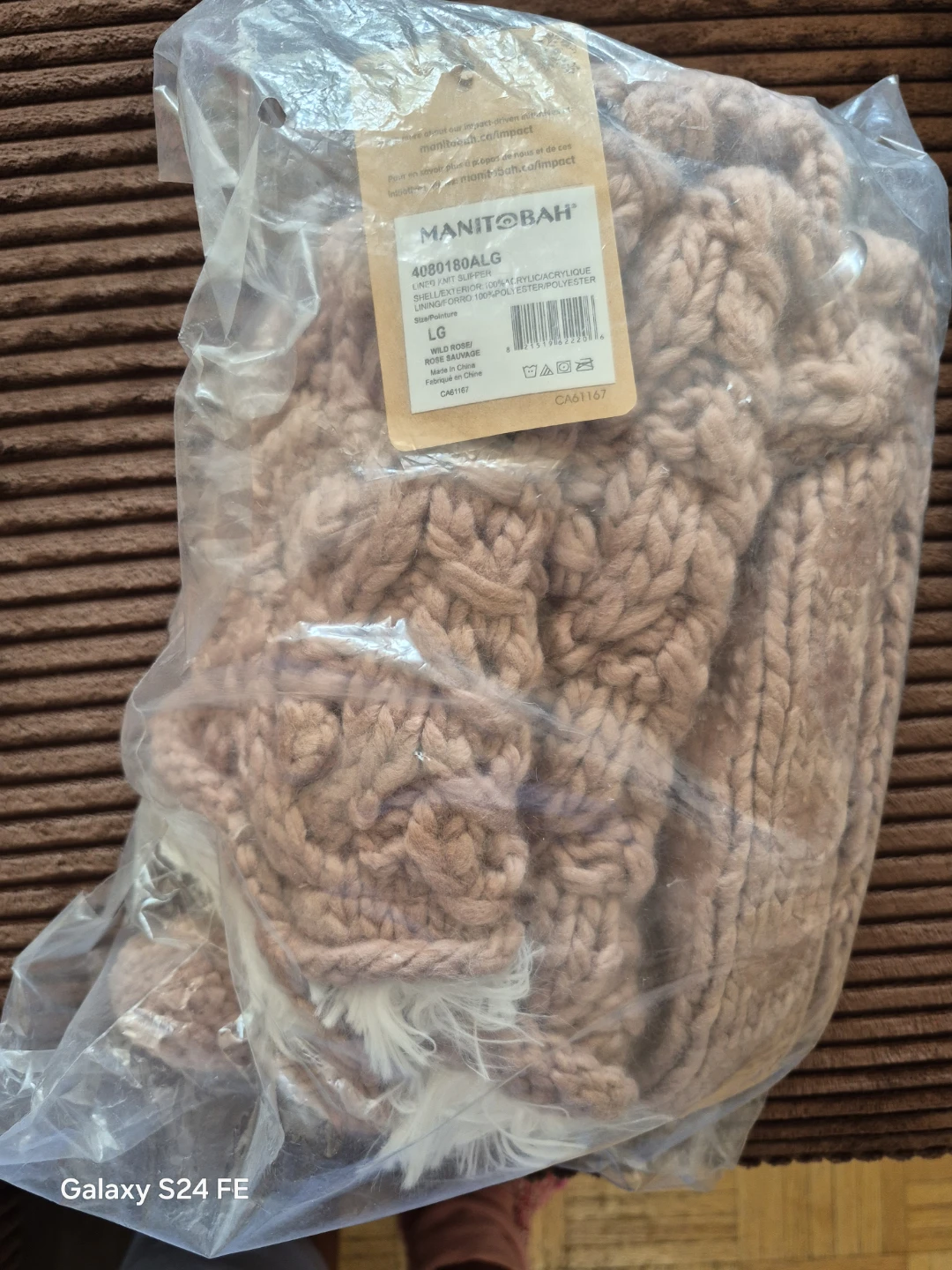 Manitobah Lined Knit Slippers - Wild Rose - Large